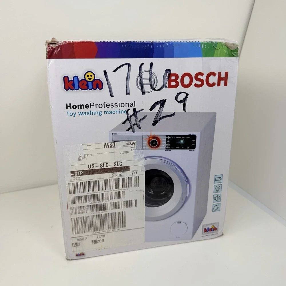 Theo Klein 9213 Bosch Toy Washing Machine Tested Works w/ Box Lights Sound